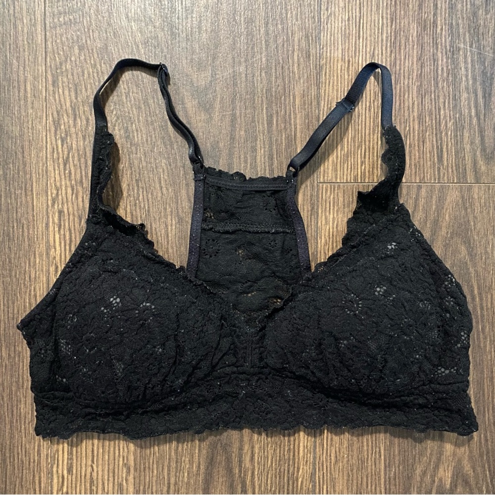 Aerie Black Lace Padded Bralette Size S